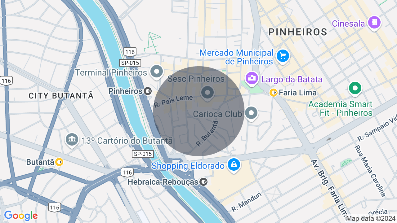 Mapa da localização — Pinheiros, São Paulo