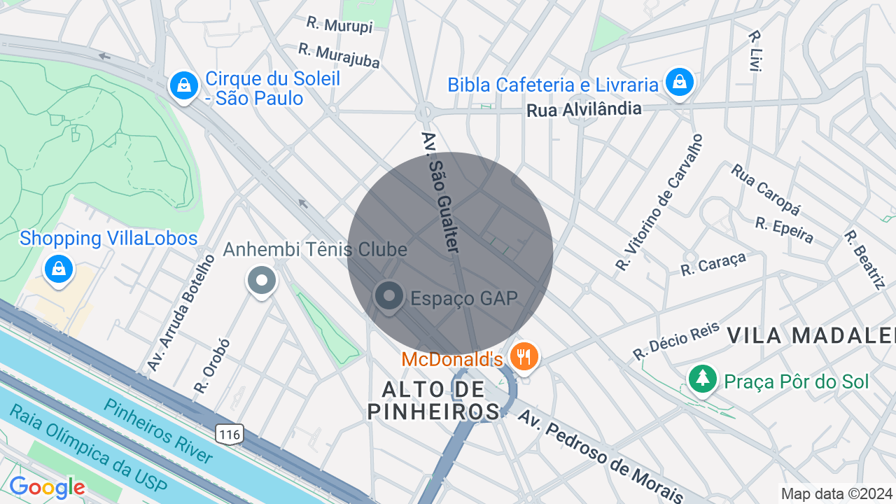 Mapa da localização — Alto de Pinheiros, São Paulo
