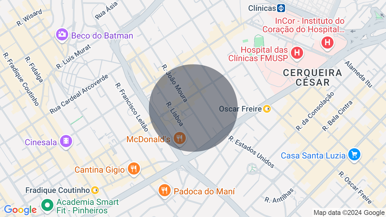 Mapa da localização — Pinheiros, São Paulo