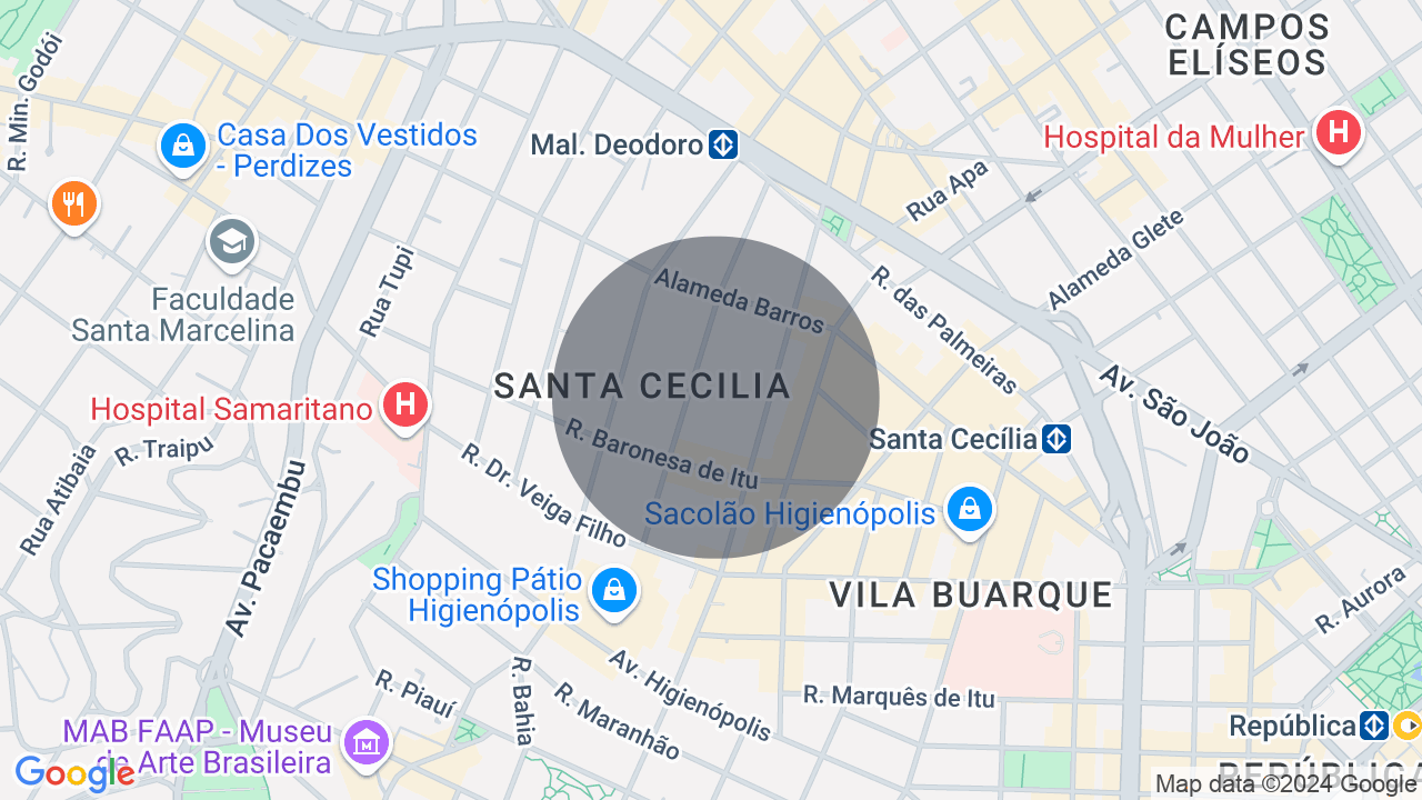 Mapa da localização — Santa Cecília, São Paulo