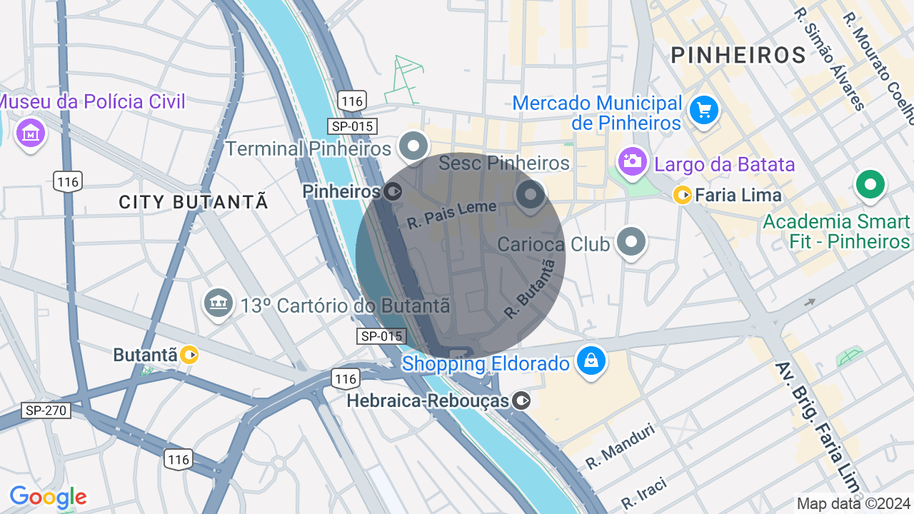 Mapa da localização — Pinheiros, São Paulo