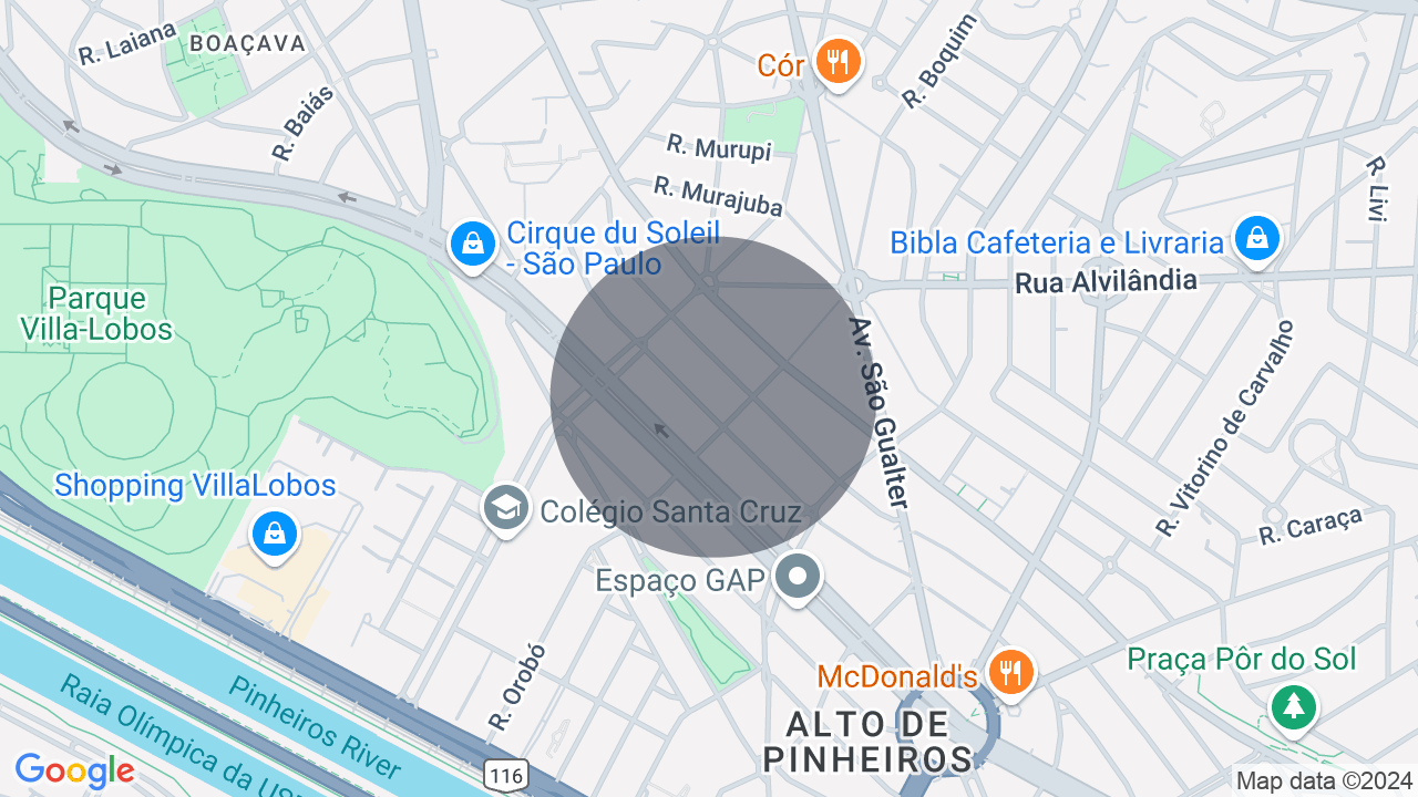 Mapa da localização — Alto de Pinheiros, São Paulo