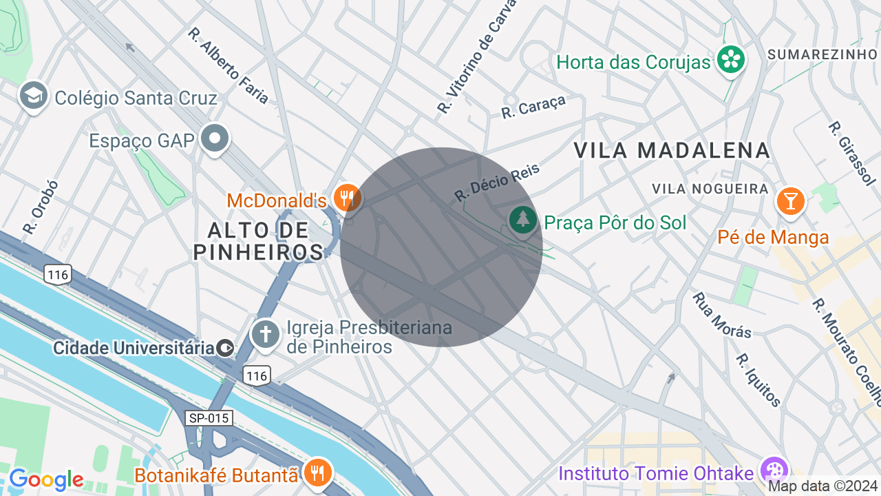 Mapa da localização — Alto de Pinheiros, São Paulo
