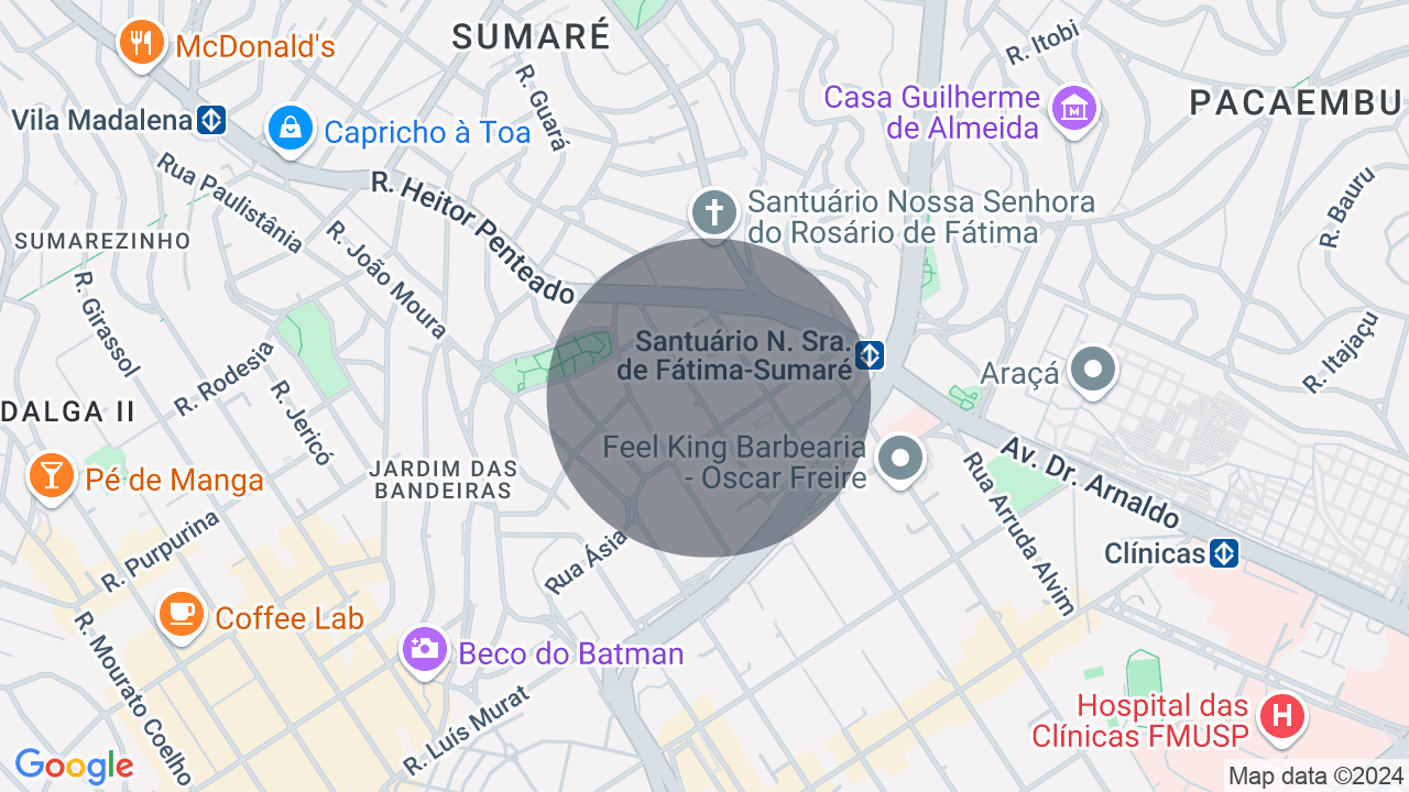 Mapa da localização — Pinheiros, São Paulo