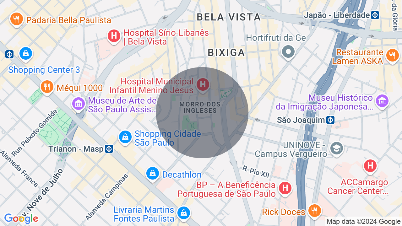 Mapa da localização — Morro dos Ingleses, São Paulo