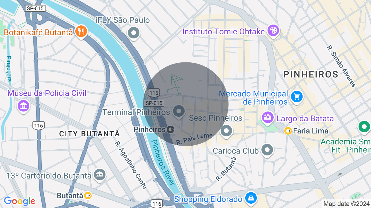 Mapa da localização — Pinheiros, São Paulo