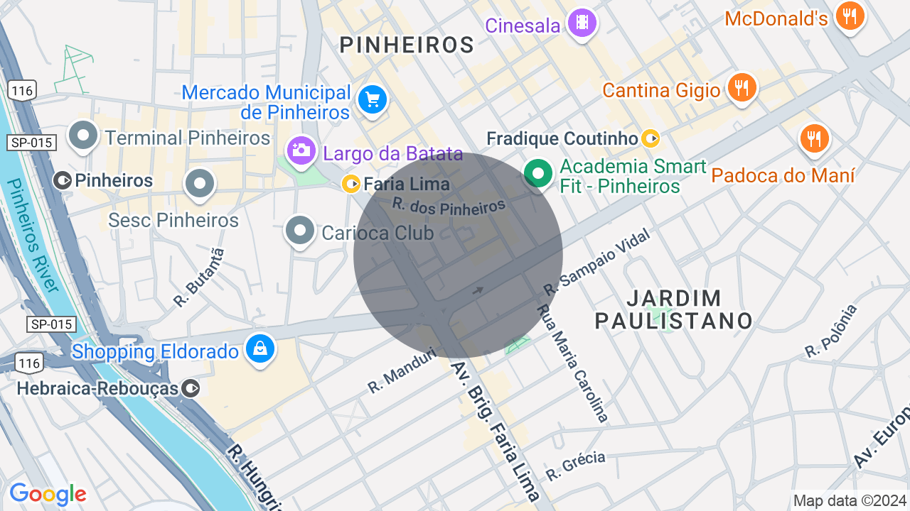Mapa da localização — Pinheiros, São Paulo