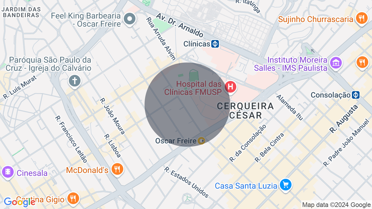 Mapa da localização — Pinheiros, São Paulo