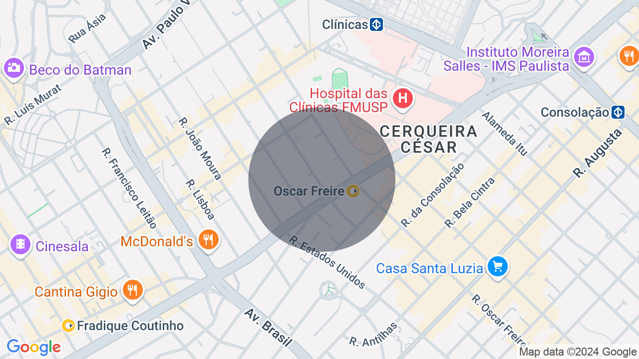 Mapa da localização — Pinheiros, São Paulo