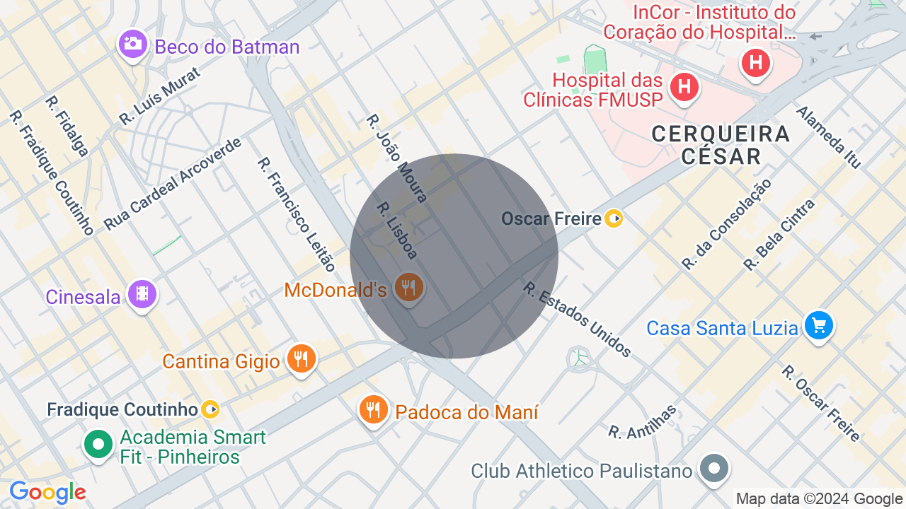 Mapa da localização — Pinheiros, São Paulo