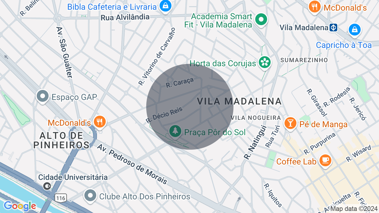 Mapa da localização — Alto de Pinheiros, São Paulo