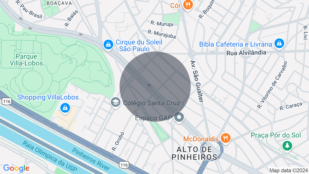 Mapa da localização — Alto de Pinheiros, São Paulo