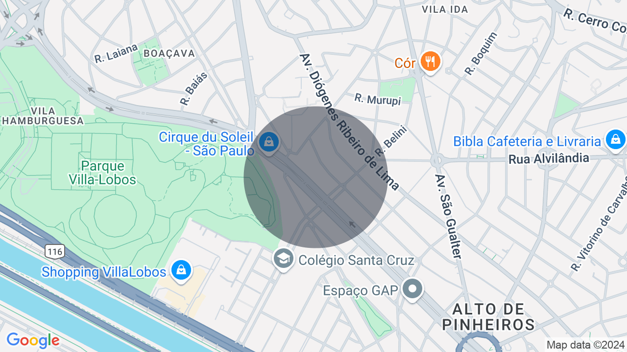 Mapa da localização — Alto de Pinheiros, São Paulo