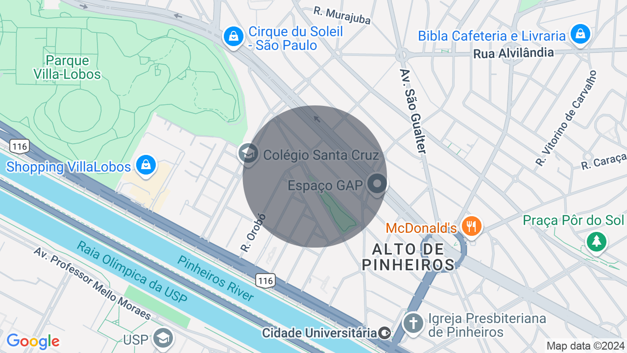 Mapa da localização — Alto de Pinheiros, São Paulo