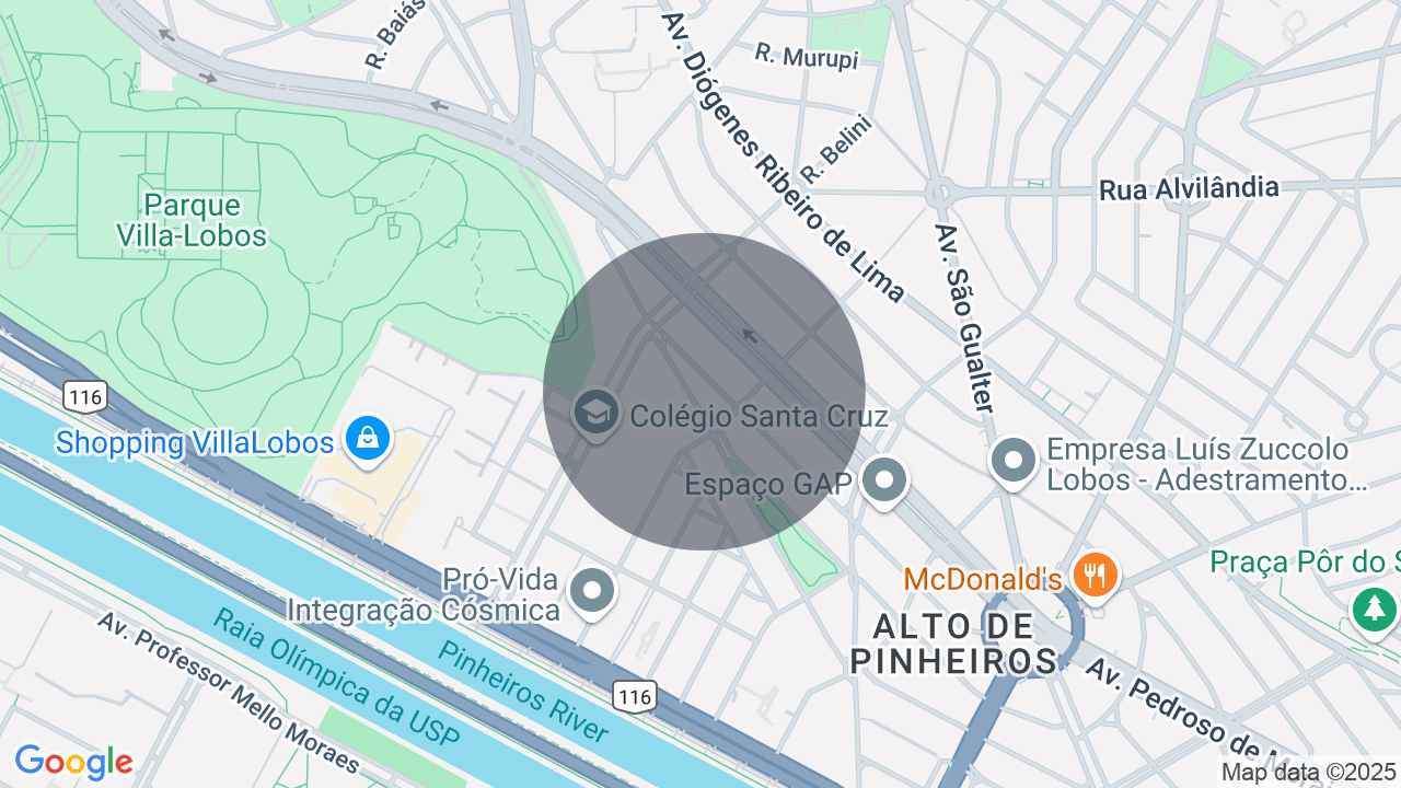 Mapa da localização — Alto de Pinheiros, São Paulo