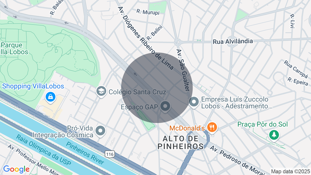 Mapa da localização — Alto de Pinheiros, São Paulo