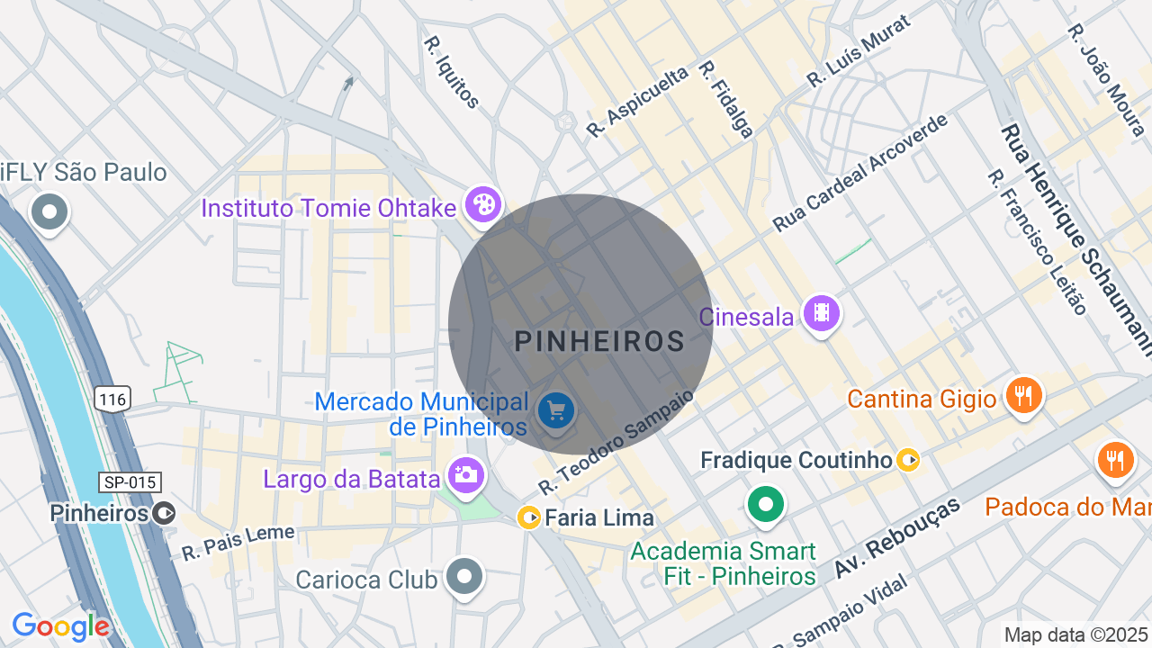 Mapa da localização — Pinheiros, São Paulo