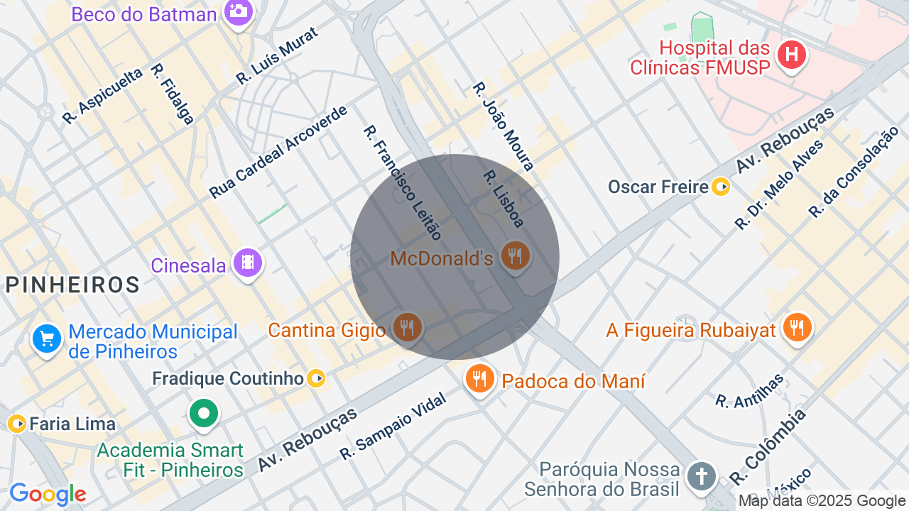 Mapa da localização — Pinheiros, São Paulo