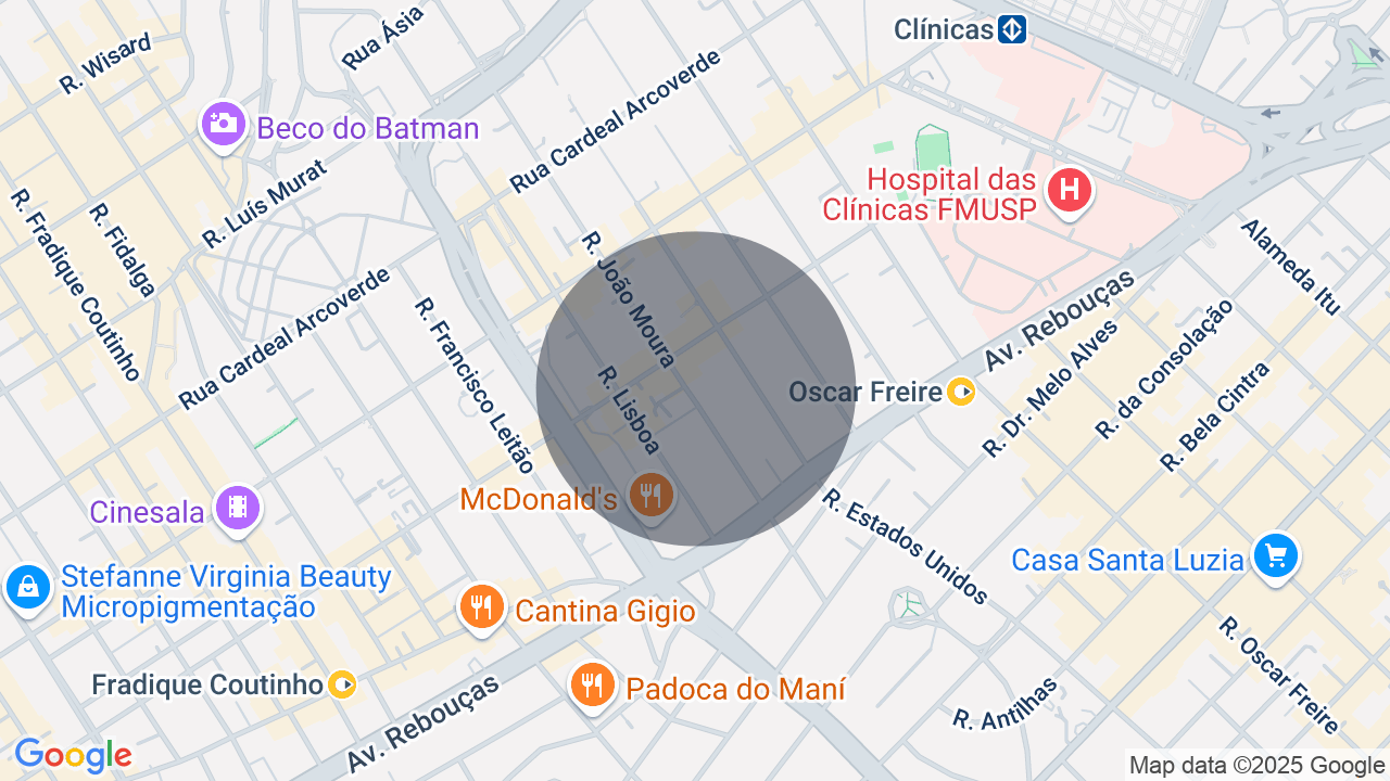 Mapa da localização — Pinheiros, São Paulo