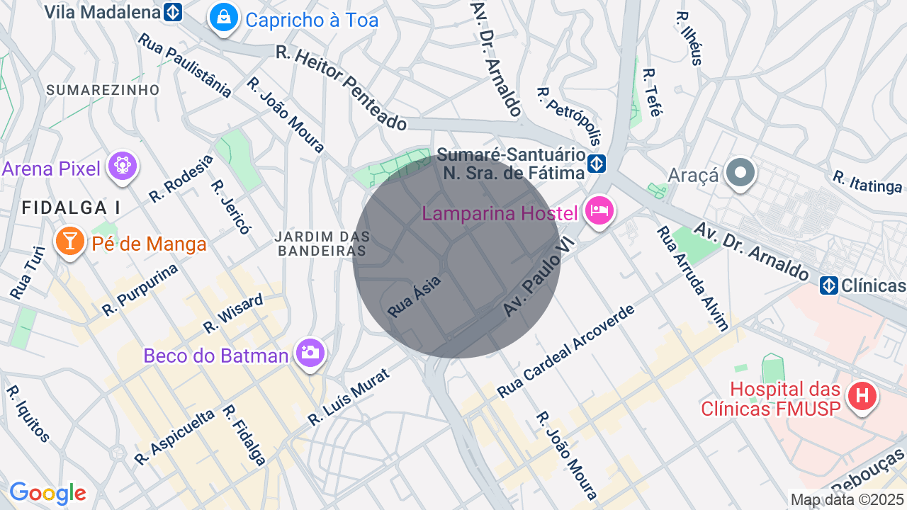 Mapa da localização — Pinheiros, São Paulo