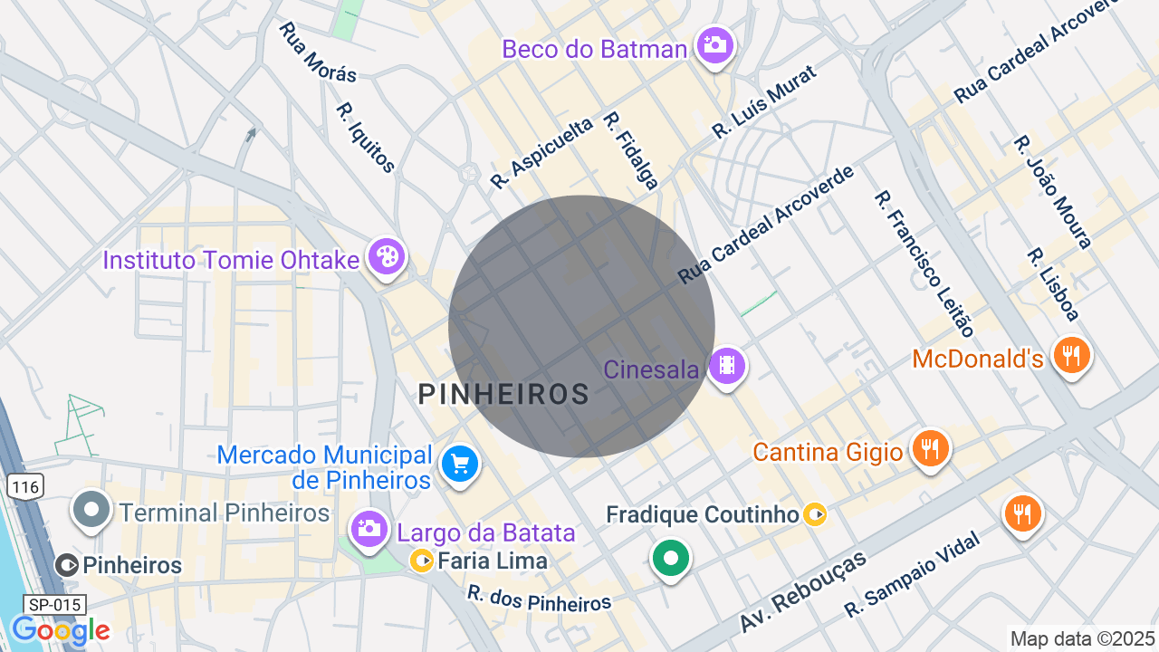 Mapa da localização — Pinheiros, São Paulo
