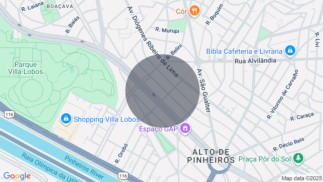 Mapa da localização — Alto de Pinheiros, São Paulo