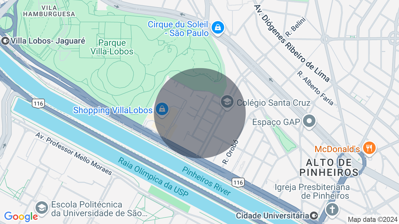 Mapa da localização — Alto de Pinheiros, São Paulo