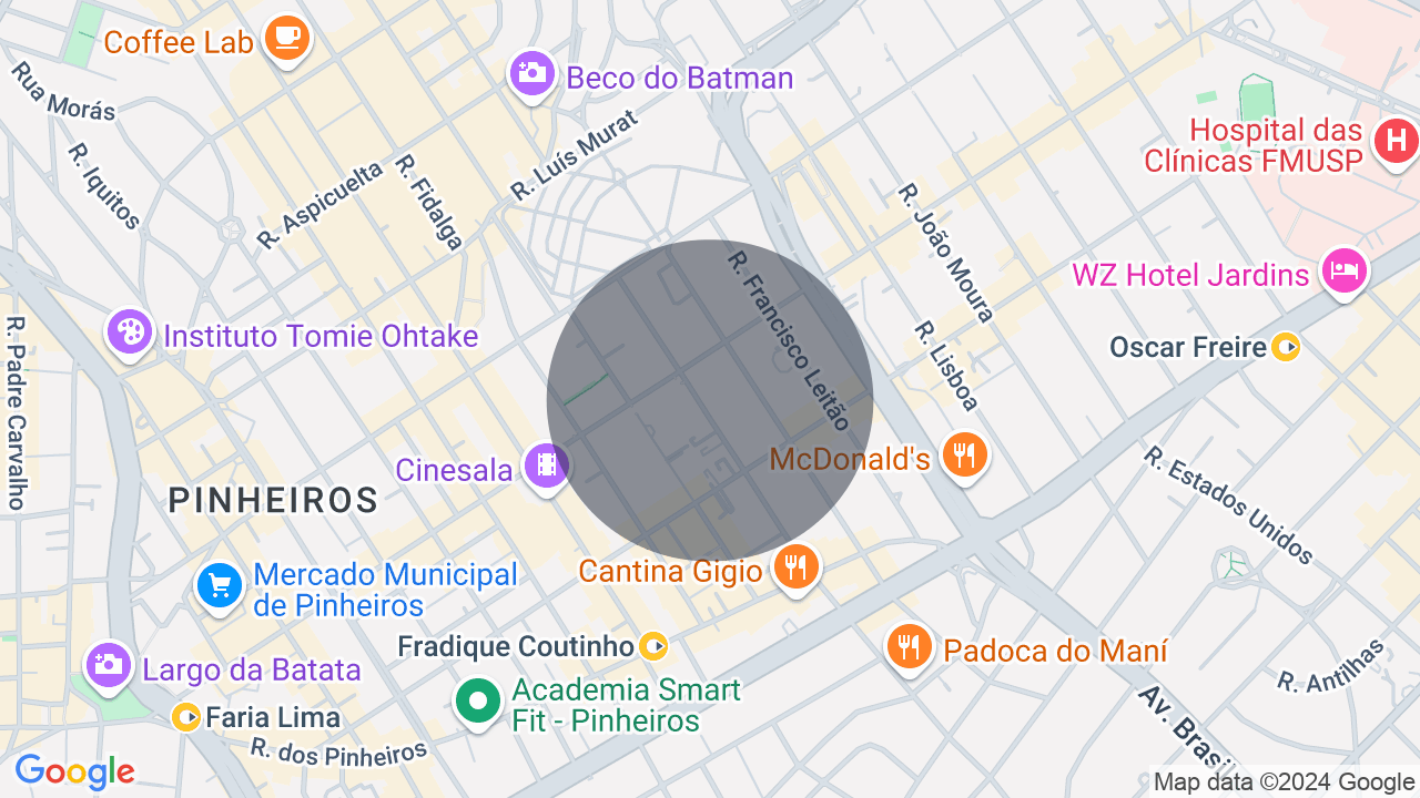 Mapa da localização — Pinheiros, São Paulo
