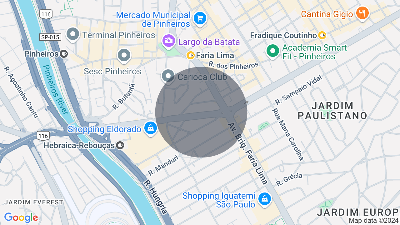 Mapa da localização — Pinheiros, São Paulo